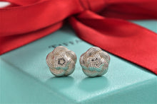 Load image into Gallery viewer, Tiffany &amp; Co. Nature Silver Round Weave Knot Flower Stud Earrings
