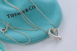 Tiffany & Co. Paloma Picasso Silver Mini Loving Heart Diamond Necklace