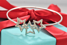 Load image into Gallery viewer, Tiffany &amp; Co. Silver Triple Star Hook Bangle Bracelet
