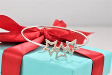 Load image into Gallery viewer, Tiffany &amp; Co. Silver Triple Star Hook Bangle Bracelet
