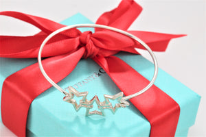 Tiffany & Co. Silver Triple Star Hook Bangle Bracelet