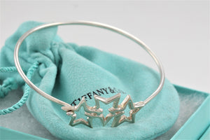 Tiffany & Co. Silver Triple Star Hook Bangle Bracelet