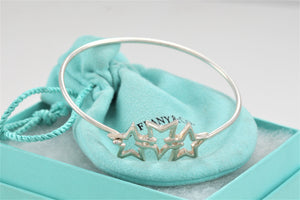 Tiffany & Co. Silver Triple Star Hook Bangle Bracelet