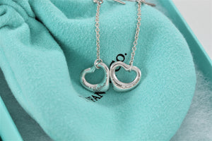 Tiffany & Co. Elsa Peretti Sterling Silver Small Dangle Open Heart Earrings