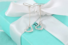 Load image into Gallery viewer, Tiffany &amp; Co. Elsa Peretti Sterling Silver Small Dangle Open Heart Earrings
