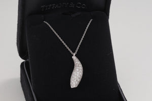 Tiffany & Co. Frank Gehry 18K White Gold Diamond Pave Fish Pendant Necklace