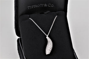 Tiffany & Co. Frank Gehry 18K White Gold Diamond Pave Fish Pendant Necklace