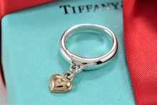 Load image into Gallery viewer, Tiffany &amp; Co. 18K Gold &amp; Silver Dangle Keyhole Mini Heart Ring
