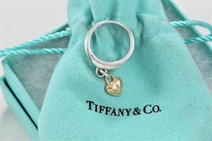 Tiffany & Co. 18K Gold & Silver Dangle Keyhole Mini Heart Ring