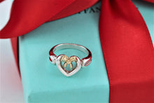 Load image into Gallery viewer, Tiffany &amp; Co. 18K Gold &amp; Silver Heart Ribbon Bow Ring
