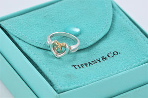 Tiffany & Co. 18K Gold & Silver Heart Ribbon Bow Ring