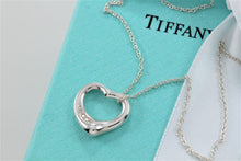 Load image into Gallery viewer, Tiffany &amp; Co. Elsa Peretti Silver Small Open Heart 5 Diamond Necklace
