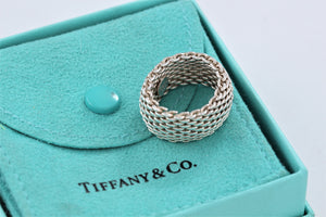 Tiffany & Co. Somerset Mesh Silver Dome Band Ring Size 7.5