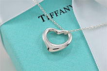 Load image into Gallery viewer, Tiffany &amp; Co. Elsa Peretti Silver Small Open Heart 5 Diamond Necklace
