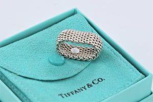 Tiffany & Co. Somerset Mesh Silver Dome Band Ring Size 7.5