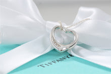 Load image into Gallery viewer, Tiffany &amp; Co. Elsa Peretti Silver Small Open Heart 5 Diamond Necklace
