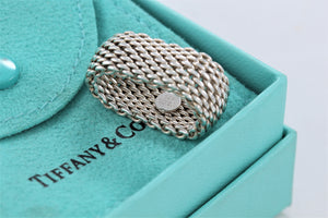 Tiffany & Co. Somerset Mesh Silver Dome Band Ring Size 7.5