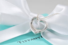Load image into Gallery viewer, Tiffany &amp; Co. Elsa Peretti Silver Small Open Heart 5 Diamond Necklace
