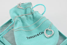 Load image into Gallery viewer, Tiffany &amp; Co. Elsa Peretti Silver Small Open Heart 5 Diamond Necklace
