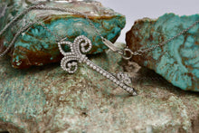 Load image into Gallery viewer, Tiffany &amp; Co. Platinum Diamond Fleur De Lis 1.5&quot; Key Pendant Necklace
