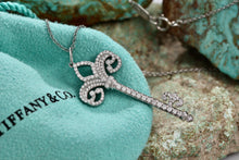 Load image into Gallery viewer, Tiffany &amp; Co. Platinum Diamond Fleur De Lis 1.5&quot; Key Pendant Necklace
