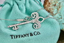 Load image into Gallery viewer, Tiffany &amp; Co. Platinum Diamond Fleur De Lis 1.5&quot; Key Pendant Necklace
