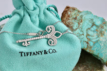 Load image into Gallery viewer, Tiffany &amp; Co. Platinum Diamond Fleur De Lis 1.5&quot; Key Pendant Necklace
