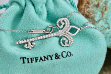 Load image into Gallery viewer, Tiffany &amp; Co. Platinum Diamond Fleur De Lis 1.5&quot; Key Pendant Necklace
