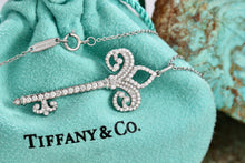 Load image into Gallery viewer, Tiffany &amp; Co. Platinum Diamond Fleur De Lis 1.5&quot; Key Pendant Necklace
