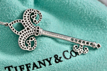 Load image into Gallery viewer, Tiffany &amp; Co. Platinum Diamond Fleur De Lis 1.5&quot; Key Pendant Necklace
