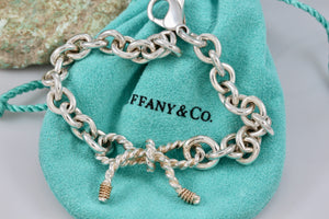 Tiffany & Co. 14K Gold & Silver Twist Ribbon Bow Bracelet Customized