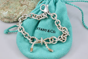 Tiffany & Co. 14K Gold & Silver Twist Ribbon Bow Bracelet Customized