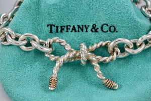 Tiffany & Co. 14K Gold & Silver Twist Ribbon Bow Bracelet Customized