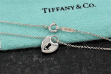 Load image into Gallery viewer, Tiffany &amp; Co. Silver Blue Enamel Mini Keyhole Heart Pendant Necklace

