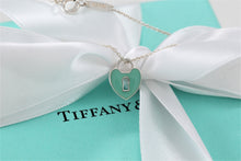 Load image into Gallery viewer, Tiffany &amp; Co. Silver Blue Enamel Mini Keyhole Heart Pendant Necklace
