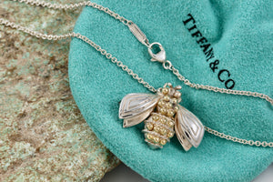 Tiffany & Co. 18K Gold & Silver Nature Bumble Bee Brooch Pin Necklace