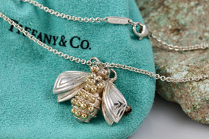 Tiffany & Co. 18K Gold & Silver Nature Bumble Bee Brooch Pin Necklace