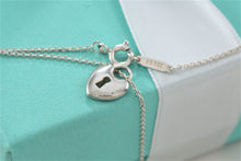 Load image into Gallery viewer, Tiffany &amp; Co. Silver Blue Enamel Mini Keyhole Heart Pendant Necklace
