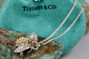 Tiffany & Co. 18K Gold & Silver Nature Bumble Bee Brooch Pin Necklace