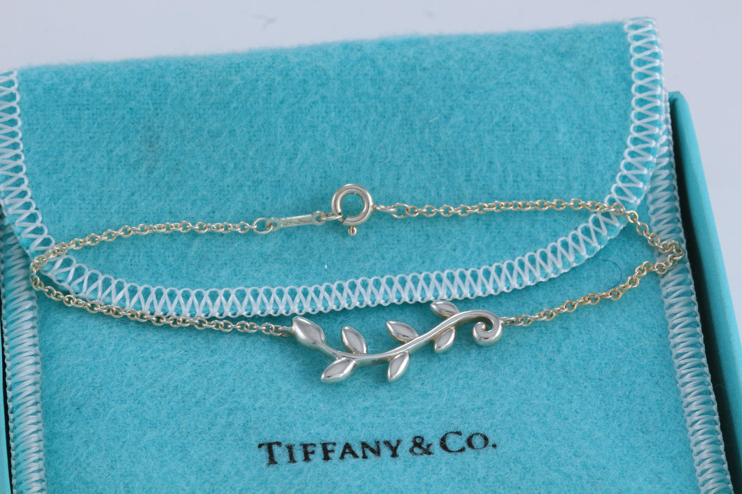 Tiffany & Co. Paloma Picasso Silver Olive Leaf Branch Chain Bracelet