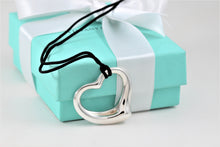 Load image into Gallery viewer, Tiffany &amp; Co. Elsa Peretti Extra Large Open Heart 35mm Pendant Silk Cord Necklace
