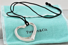 Load image into Gallery viewer, Tiffany &amp; Co. Elsa Peretti Extra Large Open Heart 35mm Pendant Silk Cord Necklace
