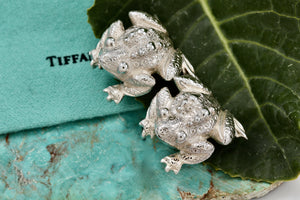 Tiffany & Co. Nature Silver Bull Frog Heavy Clip-on Earrings