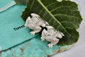 Tiffany & Co. Nature Silver Bull Frog Heavy Clip-on Earrings