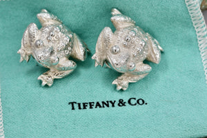 Tiffany & Co. Nature Silver Bull Frog Heavy Clip-on Earrings