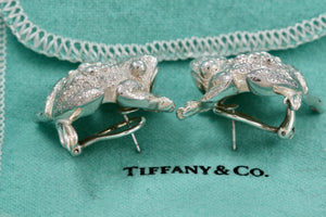 Tiffany & Co. Nature Silver Bull Frog Heavy Clip-on Earrings