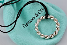 Load image into Gallery viewer, Tiffany &amp; Co. Silver Large Twist Circle Pendant Silk Cord Necklace
