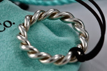 Load image into Gallery viewer, Tiffany &amp; Co. Silver Large Twist Circle Pendant Silk Cord Necklace
