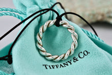 Load image into Gallery viewer, Tiffany &amp; Co. Silver Large Twist Circle Pendant Silk Cord Necklace
