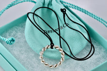 Load image into Gallery viewer, Tiffany &amp; Co. Silver Large Twist Circle Pendant Silk Cord Necklace
